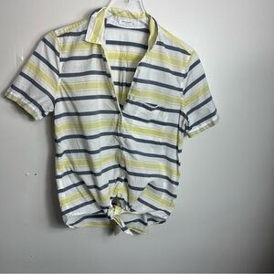 Equipment Short Sleeve Keira Tie Front Cotton Shirt size Small 1589